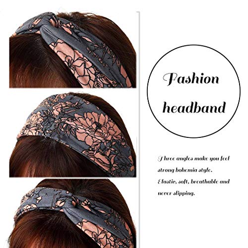 Catery Boho Headbands Criss Cross Headband Bohemia Floal Twist Head Wrap Hair Band Vintage Stylish Elastic Turban…