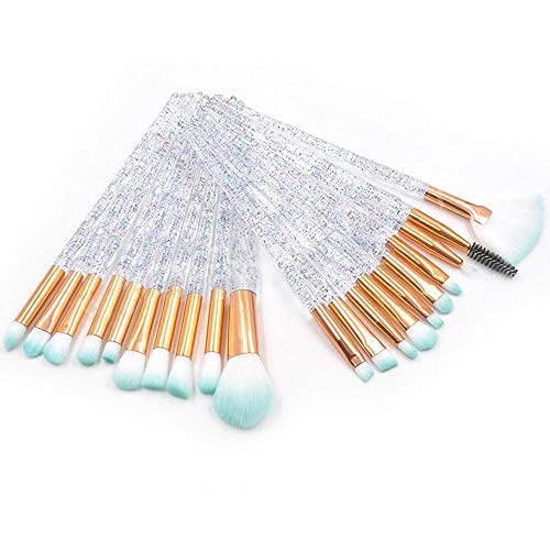 Eye Shadow Makeup Brush Set, Coshine 20pcs Crystal Shiny Diamond Eye Makuep Brushes, Glitter Transparent Unicorn Makeup…