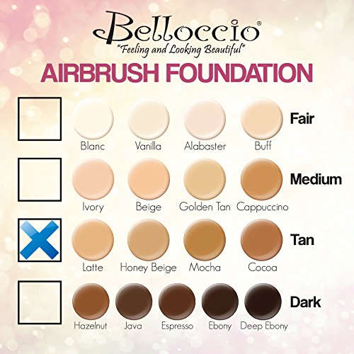 Belloccio Tan Color Shade Foundation Set – Professional Cosmetic Airbrush Makeup in 1/2 oz Bottles