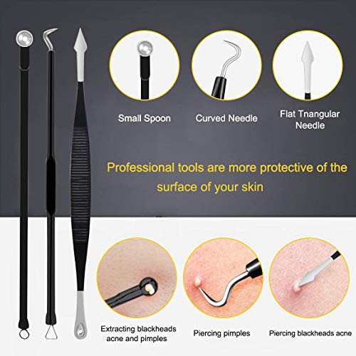 Pimple Popper Tool Kit – Boxoyx 10 Pcs Blackhead Remover Comedone Extractor Kit with Metal Case for Quick and Easy…