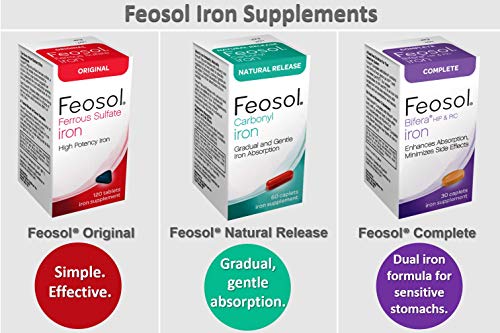 Feosol Complete Iron Supplement Caplets, Bifera Iron for High Absorption, Heme and Non-Heme Dual Action Minimizes Side…