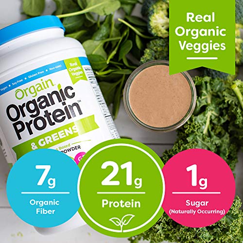 Orgain Organic Protein & Greens Vegan Protein Powder, Vanilla Bean – 21g of Plant Based Protein, Gluten Free, Non-GMO, 1…