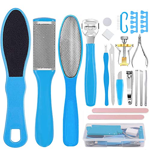 Professional Pedicure Tools Kit 20 in 1,Foot Care Kit Stainless Steel Foot Rasp Foot Peel and Callus Clean Foot Dead…