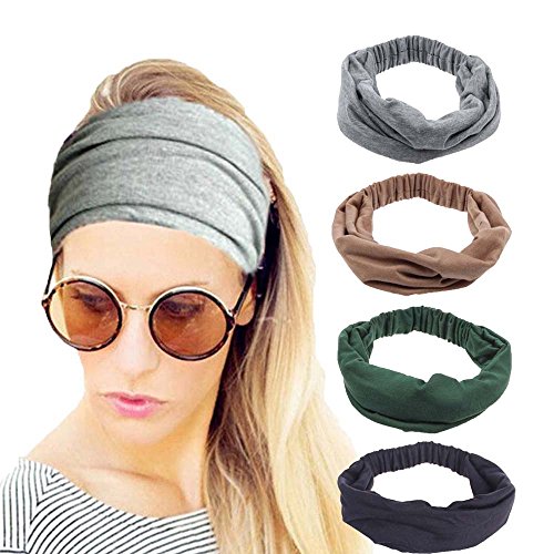 Wide Headbands for Women Black Stylish Head Wraps Boho Thick Hairbands Large African Sport Yoga Turban Headband Hair…