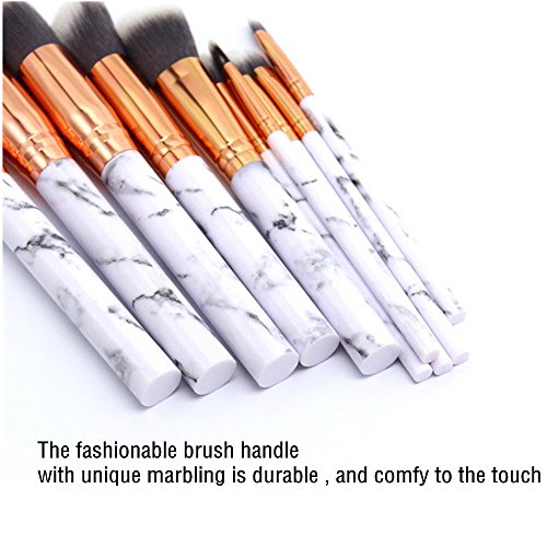 SEPROFE Make Up Brushes Set, 10 Pcs Makeup Brushes Marble Pattern Kabuki Foundation Blending Concealer Eye Face Powder…