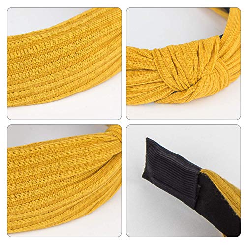 Wide Headbands Knot Turban Headband Plain Fashion Elastic Hairband Head Wrap Hair Hoops for Women and Girls (8PCS)