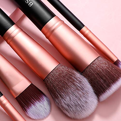 BS-MALL Makeup Brushes Premium Synthetic Foundation Powder Concealers Eye Shadow Makeup Brush Sets, Rose Golden, 17 Pcs
