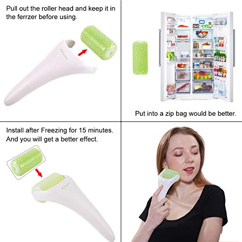 Face Ice Roller Jade & Gua Sha Set Gifts for Women Mom Mothers Day Facial Puffy Eyes Massage Natural Cooling Anti…