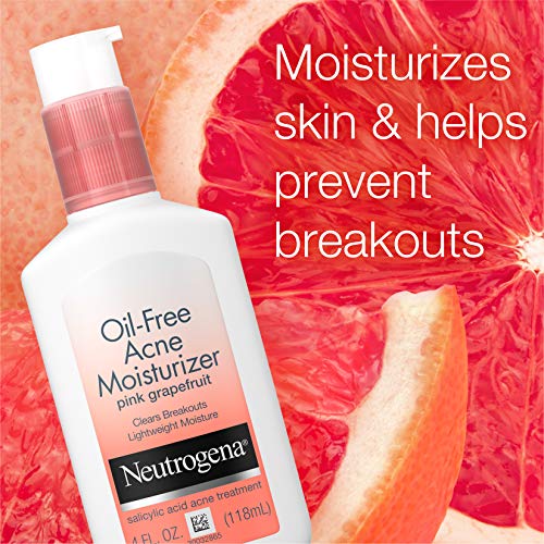 Neutrogena Oil Free Acne Facial Moisturizer with.5% Salicylic Acid Acne Treatment, Pink Grapefruit Acne Fighting Face…