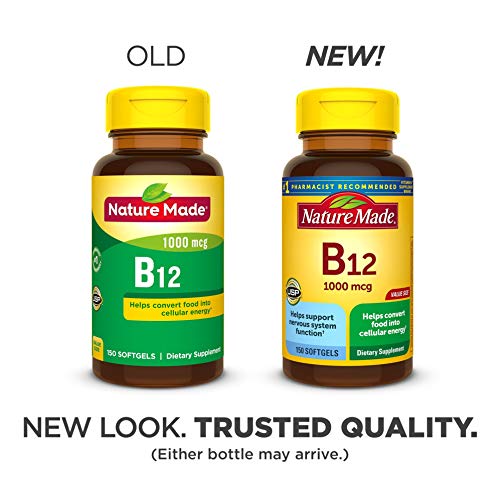 Nature Made Vitamin B12 1000 mcg, Dietary Supplement for Energy Metabolism Support, 150 Softgels, 150 Day Supply