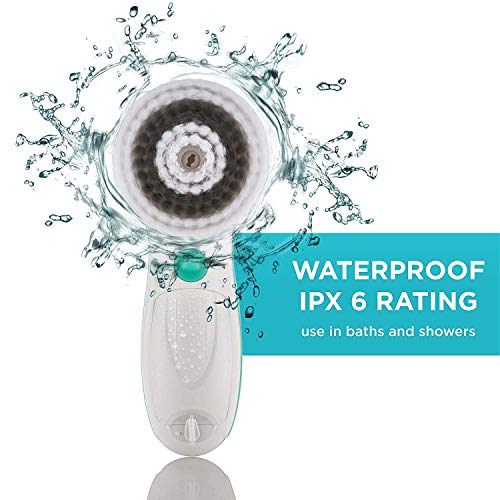 Waterproof Facial Cleansing Spin Brush Set with 3 Exfoliating Brush Heads – Complete Face Spa System by Fancii…