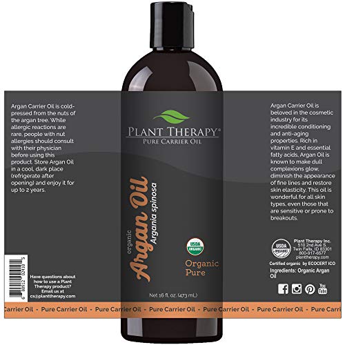 Plant Therapy Organic Argan Oil, USDA Certified, First-Press, Virgin, for Face, Hair, Skin, Nails and Cuticles 16 oz