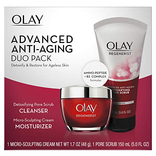 Face Wash by Olay Regenerist Advanced Anti-Aging Pore Scrub Cleanser (5.0 Oz) and Micro-Sculpting Face Moisturizer Cream…