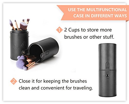 Qivange Makeup Brushes, Professional Foundation Eyeshadow Blending Brushes Set with Brush Holder+ Sponge & Brush Cleaner…