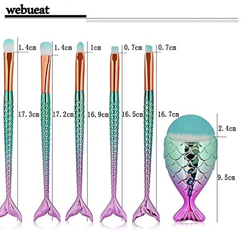 Mermaid Makeup Brushes Set 11pcs 3D Mermaid Makeup Brush Cosmetic Brushes Eyeshadow Eyeliner Blush Brushes
