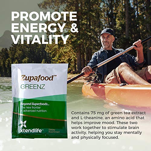 XTENDLIFE Zupafood GREENZ Powder – Organic Superfood Greens w/ spirulina, wheatgrass, chlorella & kiwifruit, Promote…