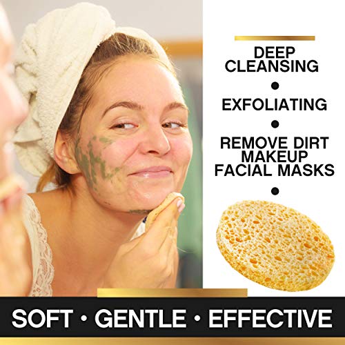 Facial Sponges 100% Natural Compressed Cellulose (50 Count Pack) | Eco-Friendly & Reusable | Makeup Remover Pads/Sponge…