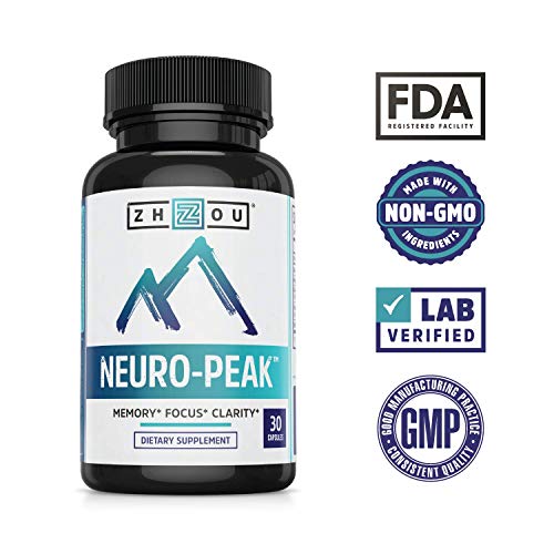 Zhou Neuro Peak Brain Support Supplement | Memory, Focus & Clarity Formula | DMAE, Rhodiola Rosea, Bacopa Monnieri…
