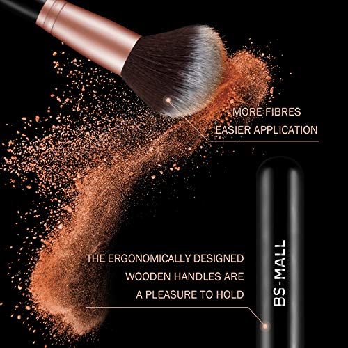 BS-MALL Makeup Brushes Premium Synthetic Foundation Powder Concealers Eye Shadow Makeup Brush Sets, Rose Golden, 17 Pcs