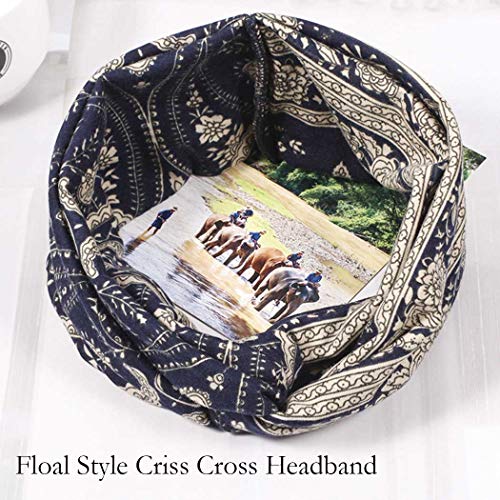 Gortin Boho Headbands Green Stretch Criss Cross Head Bands Yoga Elastic Hair Bands Wide Sweatband Workout Headband…