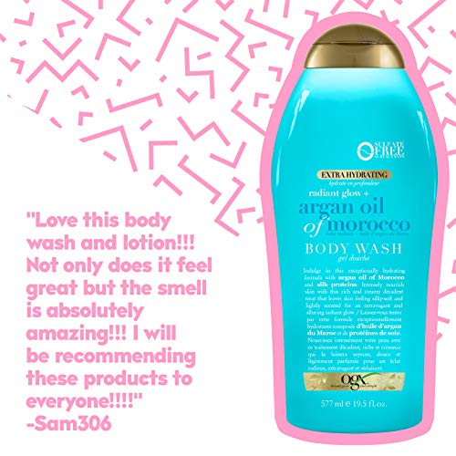 OGX Radiant Glow + Argan Oil of Morocco Extra Hydrating Body Wash for Dry Skin, Moisturizing Gel Body Cleanser for Silky…
