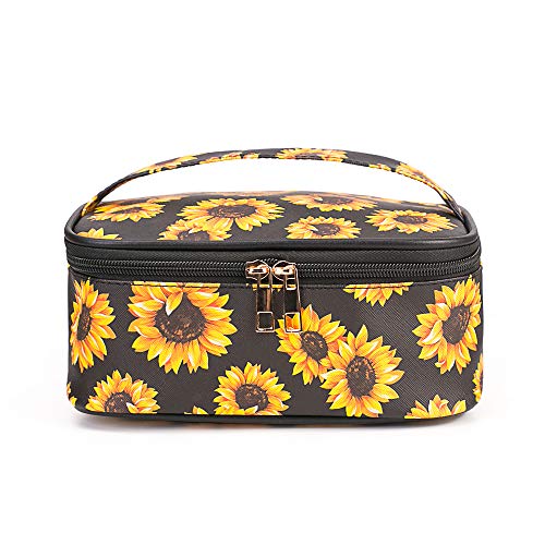 ZOISOKA 3 sets makeup bag 3D print sunflower travel small cosmetic case portable with multifunctional waterproof…