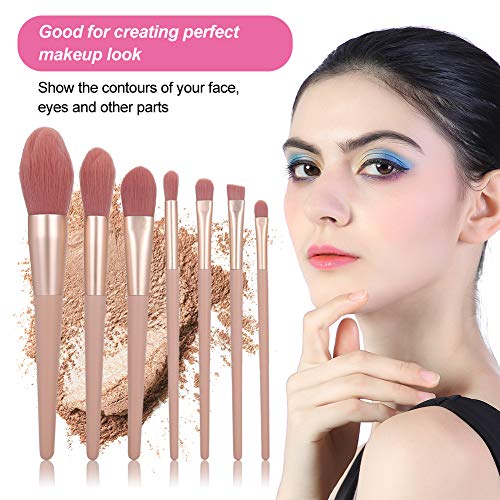 Mother’s Day Gift Professional Eye Shadow Brush Portable Eyebrow Blusher Cosmetic Brush Makeup Tool Set 7pcs