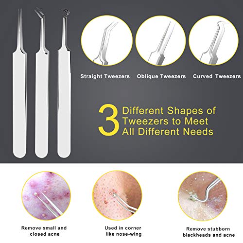 [Latest]Blackhead Remover Tool, Boxoyx 10 Pcs Professional Pimple Comedone Extractor Popper Tool Acne Removal Kit…