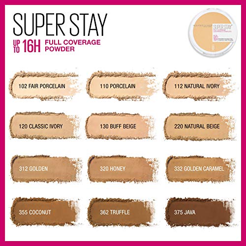 Maybelline Super Stay Full Coverage Powder Foundation Makeup, Up to 16 Hour Wear, Soft, Creamy Matte Foundation, Natural…