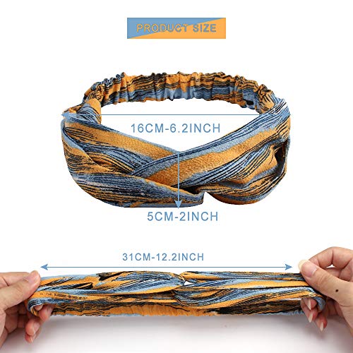 Araluky Beach Headbands for Women, Yoga Soft Floral Knot Fabric Cloth Cute Boho Criss Cross Elastic Fashion Head Wraps…