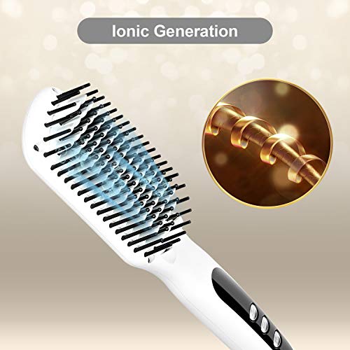 Enhanced Ionic Hair Straightener Brush Electrical Heated Straightening Comb for Thin, Thick, Curly Hair, LCD Temp…