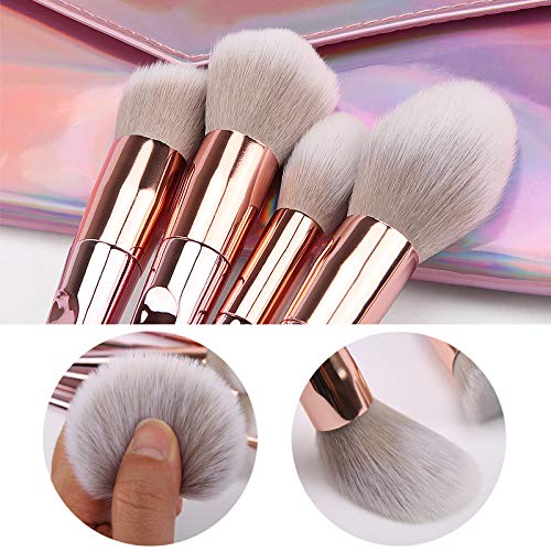 Makeup Brushes,10pcs Rose Gold Makeup Brushes Set For Women Daily Powder Eyeshadow Foundation Concealer Eyebrow Blending…