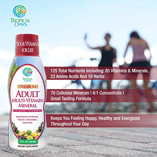 Tropical Oasis Adult Liquid Multivitamin -Liquid Multi-Vitamin and Mineral Supplement with 125 Total Nutrients Including…