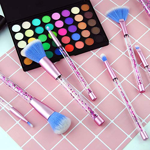 Makeup Brushes, 7PCS Glitter Quicksand Handle Makeup Brush Set for Foundation Powder Blush Eyeshadow with Case Beautiful…