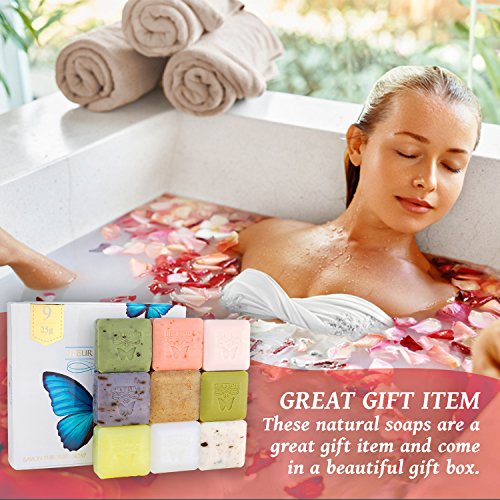 FLEUR D’ EXTASE (Ecstacy Soap Gift Set With 9 x 25 Gram Bars Of Guest Soaps – All Natural (9 Soaps Gift Set)