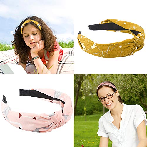 10 Pieces Wide Headbands Twist Knot Turban Headband Fashion Elastic Floral Print Headband Hair Accessories, 10 Styles