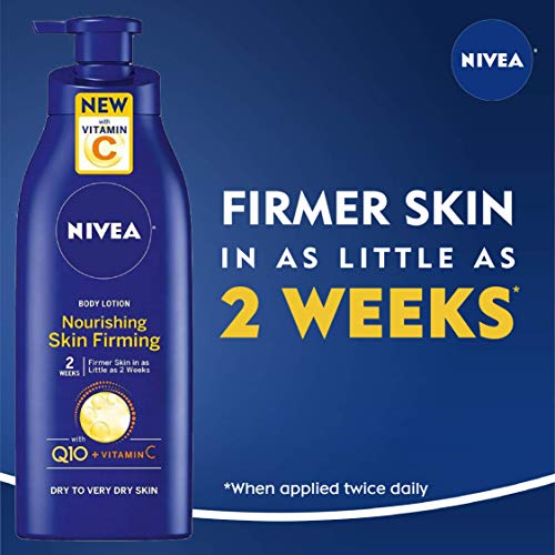 NIVEA Nourishing Skin Firming Body Lotion with Q10 and Vitamin C, 16.9 Fl Oz Pump Bottle