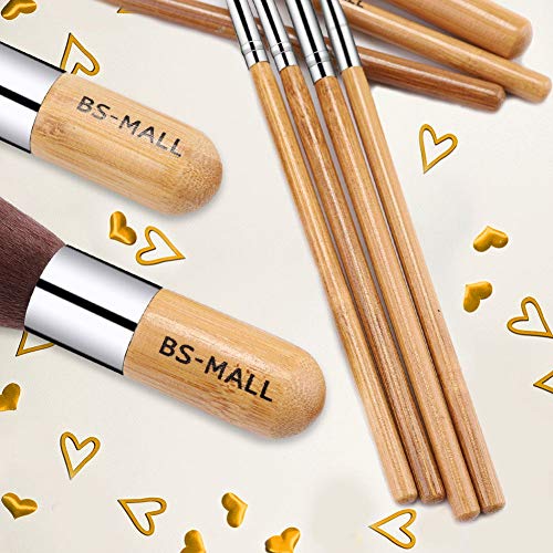 BS-MALL Makeup Brush Set 11Pcs Bamboo Synthetic Kabuki Brush Set Foundation Powder Blending Concealer Eye shadows Blush…