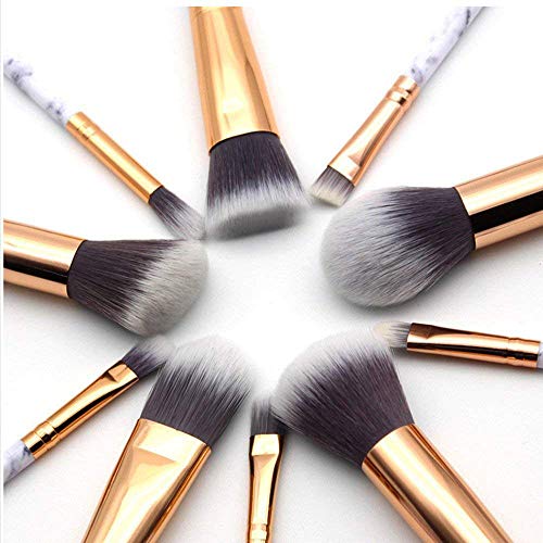 SEPROFE Make Up Brushes Set, 10 Pcs Makeup Brushes Marble Pattern Kabuki Foundation Blending Concealer Eye Face Powder…