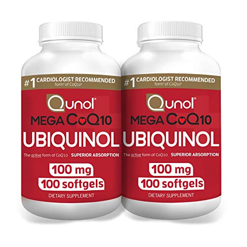 Ubiquinol CoQ10 100mg Softgels, Qunol Mega Ubiquinol 100mg – Superior Absorption – Active form of Coenzyme Q10 for Heart…