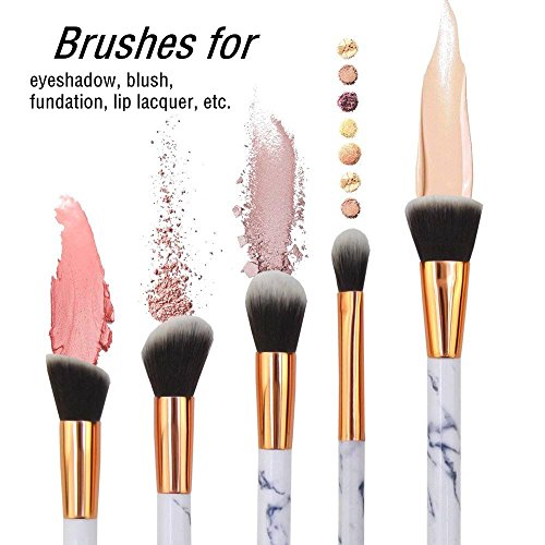 SEPROFE Make Up Brushes Set, 10 Pcs Makeup Brushes Marble Pattern Kabuki Foundation Blending Concealer Eye Face Powder…