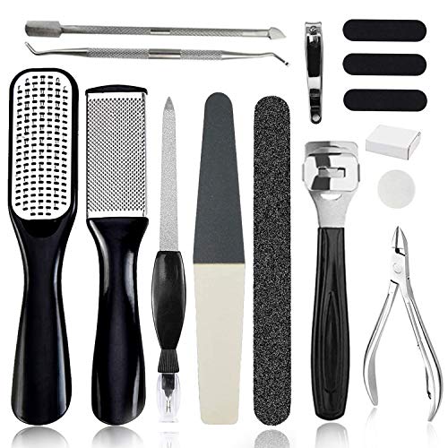 Pedicure Kit 15 in 1, Glynee Pedicure Set Foot File Callus Remover Hard,Cracked, Dead Skin Foot Skin Care Tool…