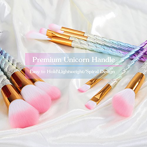 16PCS Makeup Brush Set, MYSWEETY 2020 12PCS Foundation Colorful Unicorn Blending Cosmetic Eyeshadow Brush + 2pcs…