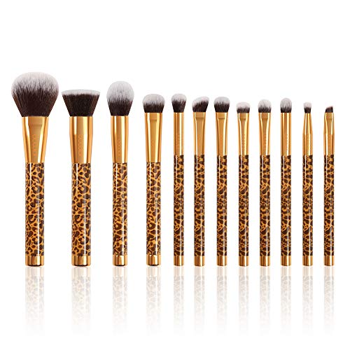 Docolor Makeup Brushes Leopard 12 Pieces Professional Makeup Brush Set Premium Synthetic Brushes Set Kabuki Foundation…