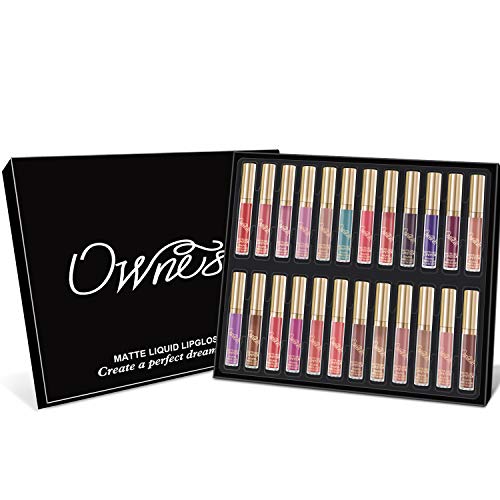 Ownest 24 Colors Matte Velvety Liquid Lipstick Set,Waterproof Long Lasting Non-Stick Cup Liquid Lipgloss Beauty…