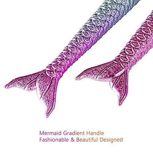 Mermaid Makeup Brushes Set, Beauty Star 11pcs Mermaid Makeup Brush Set Chubby Fish Soft Nylon Bristles Beauty Brushes…