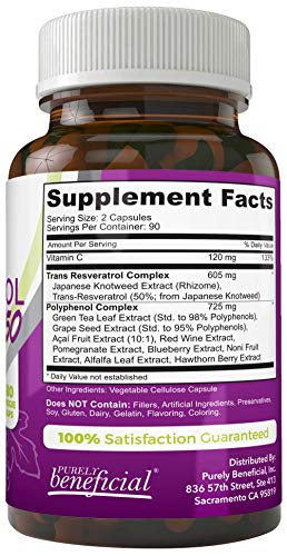RESVERATROL1450-90day Supply, 1450mg per Serving of Potent Antioxidants & Trans-Resveratrol, Promotes Anti-Aging…