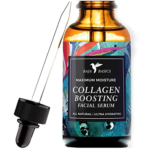 Collagen Boosting Face Serum with Vitamin C by Baja Basics, Anti Aging, Deep Hydration for Dry Skin, Collagen Building…