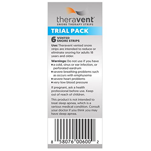 Theravent Snore Therapy Strips, Trial Pack (2 Starter, 2 Regular, 2 Max), Bed Partner Approved, 6 Count