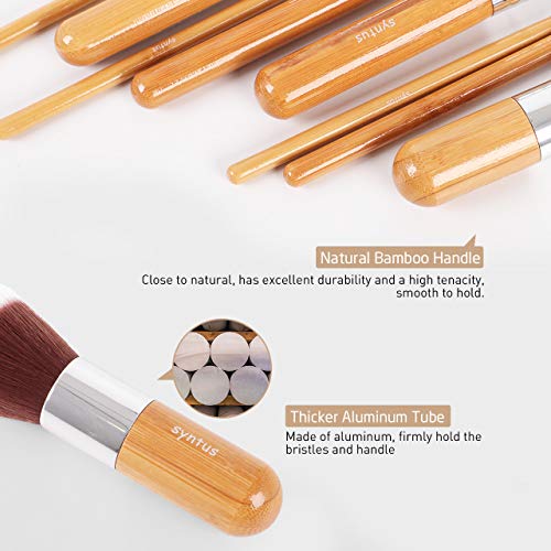Syntus Makeup Brush Set, 11 Makeup Brushes & 4 Blender Sponges & 1 Brush Cleaner Premium Synthetic Foundation Powder…